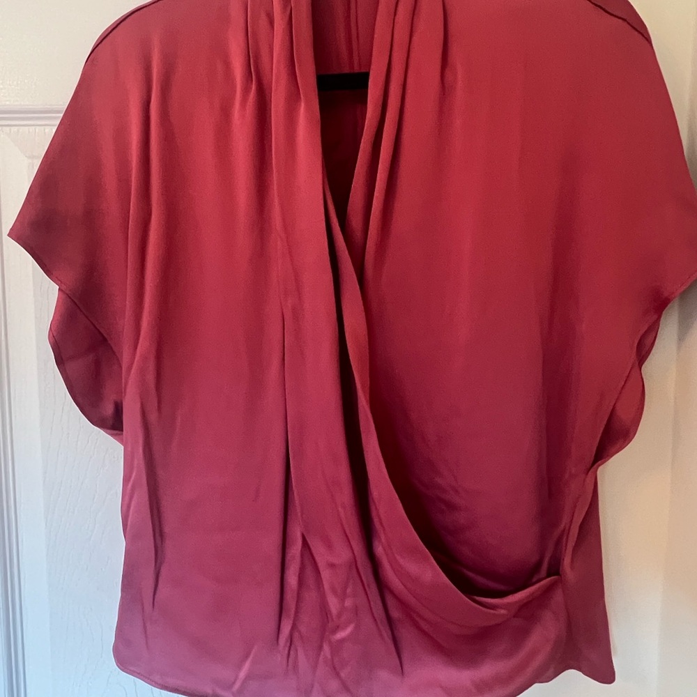 Lapointe Satin Short Sleeve Wrap Top